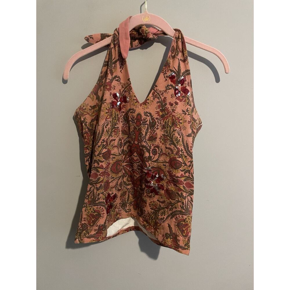 Vintage Y2K BYBB Susan Lawrence Halter Sequin Pink Top Sz M‎ Bratz NYC Fashion